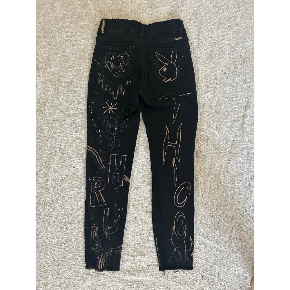 Kancan All Over Graffiti Art Black Skinny Jeans Size 7/27 - Picture 2 of 12